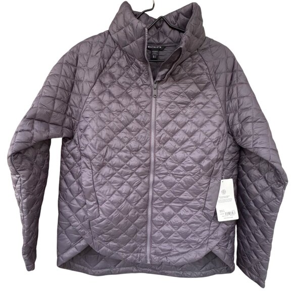 Athleta Whisper Featherless Quilted Jacket Medium Purple Nylon Repellent Violet - Picture 2 of 10